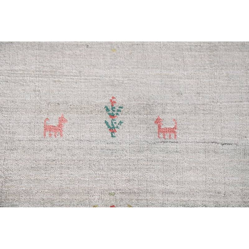 Gabbeh Indian Area Rug Handmade Tribal Beige Wool Carpet - 7'10"x 9'9"