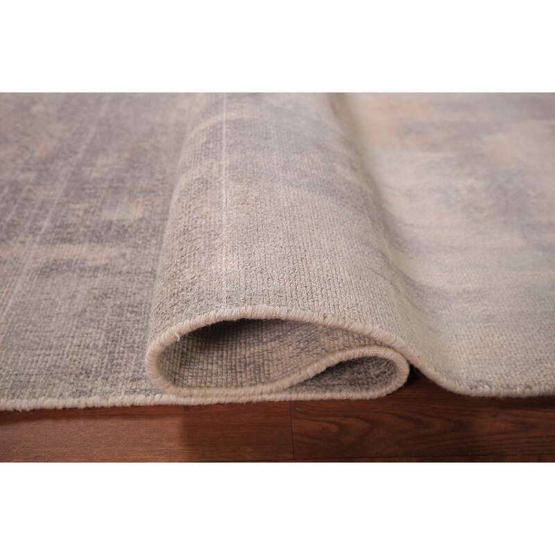 All-Over Abstract Modern Area Rug Handmade Grey Wool Carpet - 5'4" x 7'6"