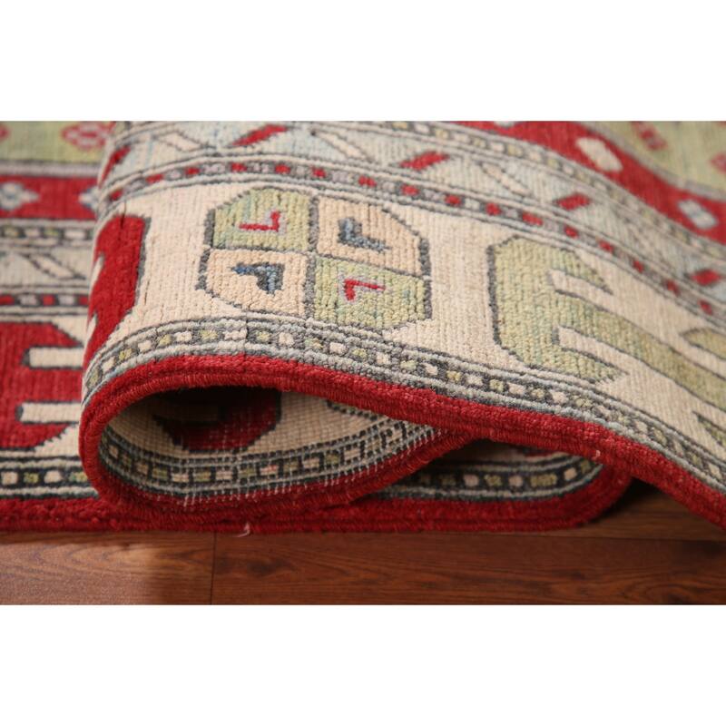 Geometric Kazak Area Rug Handmade Bedroom Wool Carpet - 4'11" x 6'6"