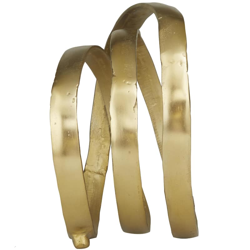 Aluminum Metal Abstract Looped Decorative Sculpture - Silver, Gold, Black - Roche River Decor