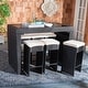 preview thumbnail 1 of 46, SAFAVIEH Horus 59-Inch Glass 7-Piece Outdoor Dining Set, Coastal Black/Beige
