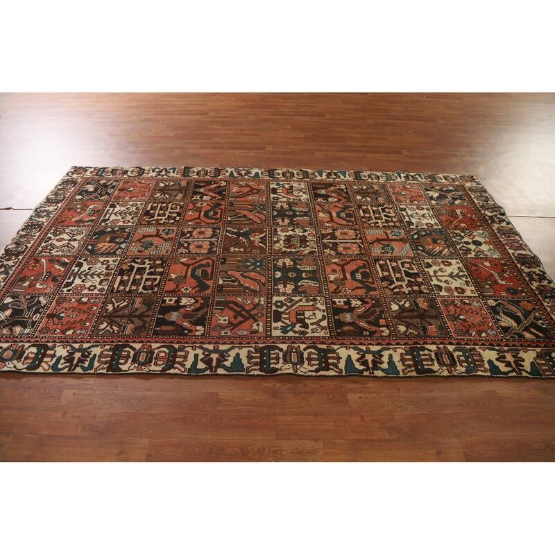 Garden Design Bakhtiari Persian Vintage Area Rug Handmade Wool Carpet - 5'0"x 9'0"