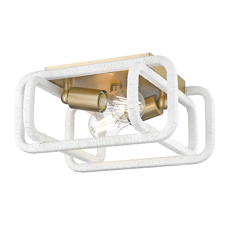 Camden 11.5" Wide 2-Light Flush Mount with Rattan Shade