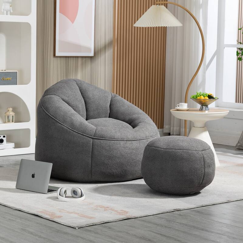 High Pressure Foam Bean Bag Chair with Padded Foam Padding Compressed Bean Bag With Footrest