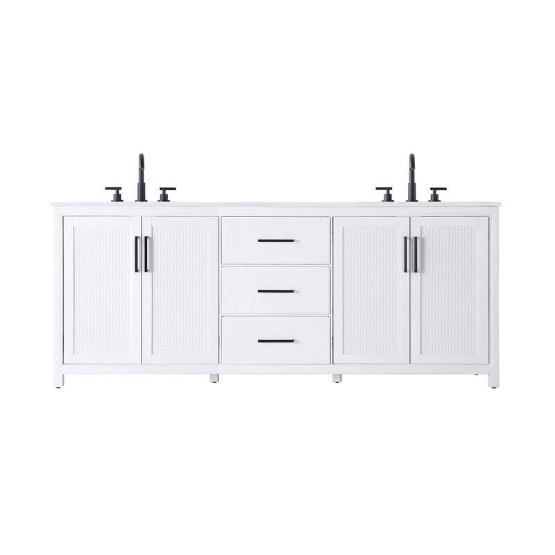 Elegant Lighting VF29584D Alina 84" Free Standing Double Basin Vanity - White - Painted