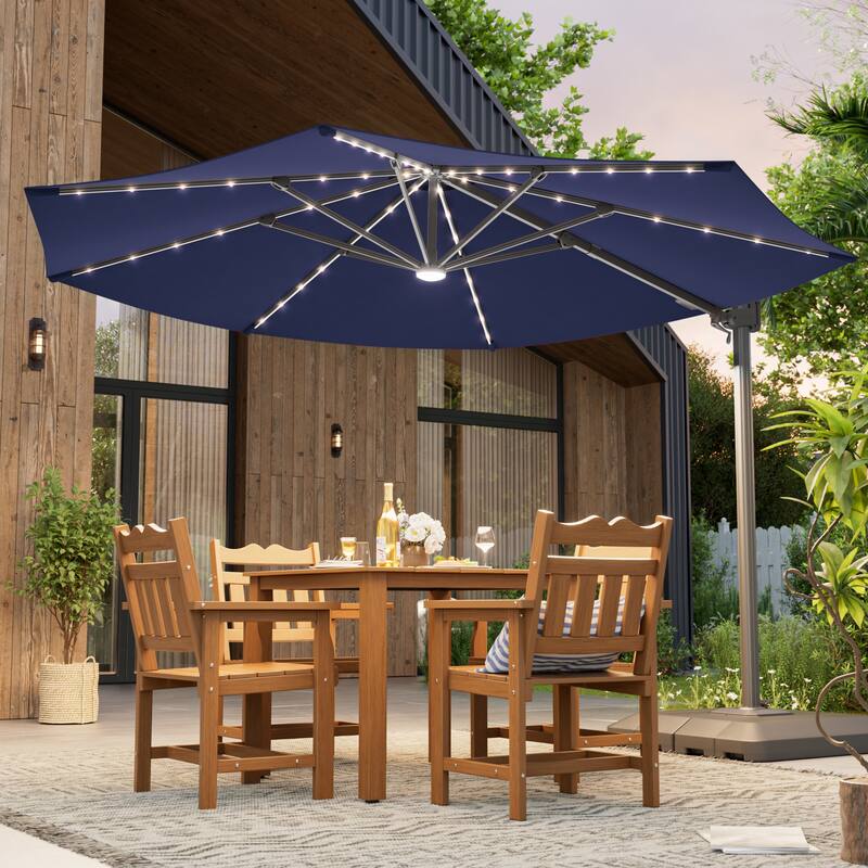 Outdoor 10FT LED Patio umbrella for Garden - Navy Blue
