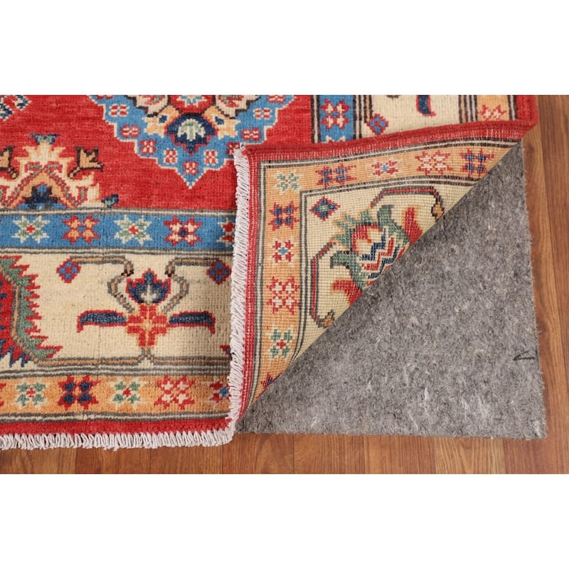 Geometric Kazak Rug Hand-Knotted Bedroom Wool Carpet - 5'2" x 7'0"