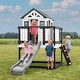 preview thumbnail 2 of 11, Backyard Discovery Sweetwater Heights White Wooden Playhouse w/ Slide - 6'3" x 10'0"