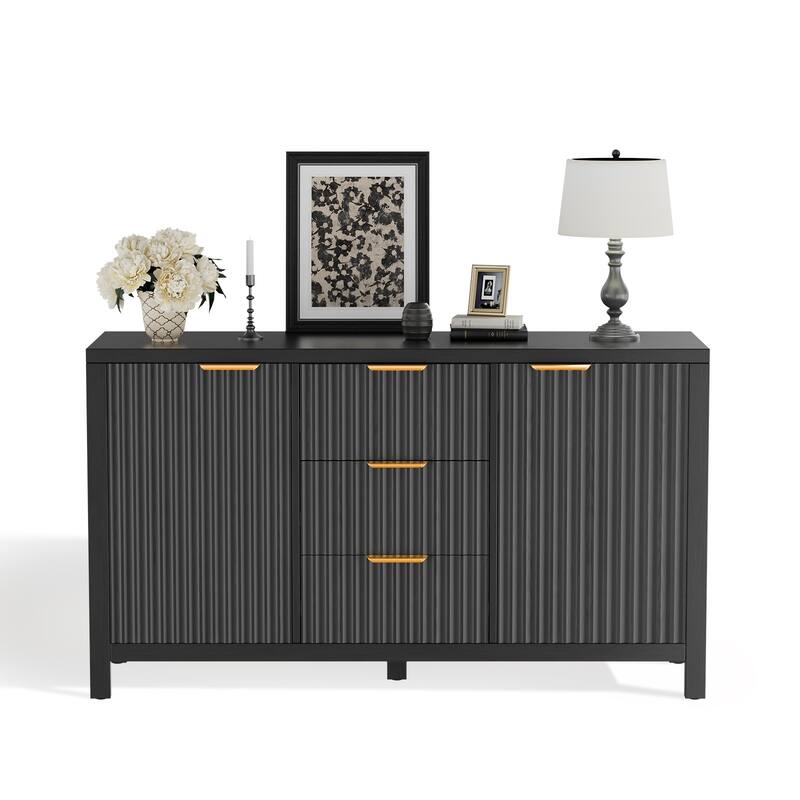 47" Modern Credenza with Adjustable Shelves Storage Cabinet