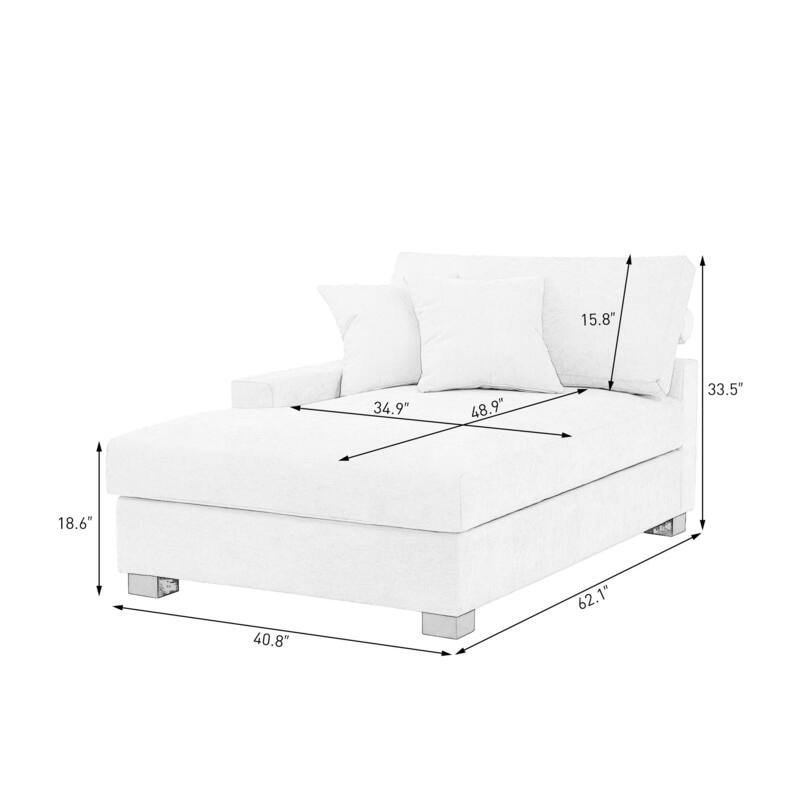 40.8"W Modern Chenille Upholstered Chaise Lounge with Pillow