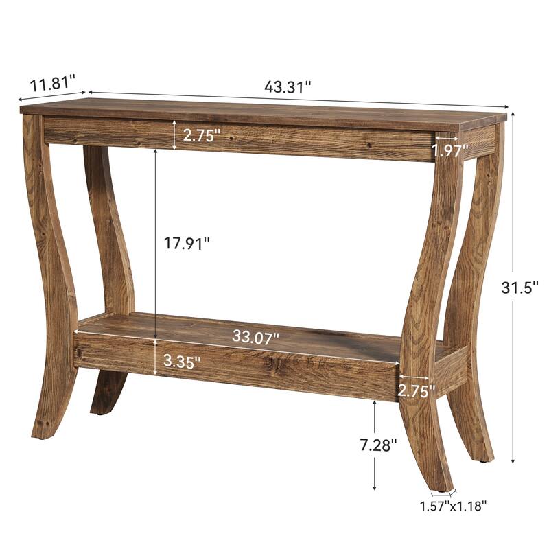 Solid Wood Console Table, 43.3-Inch Farmhouse Entryway Table