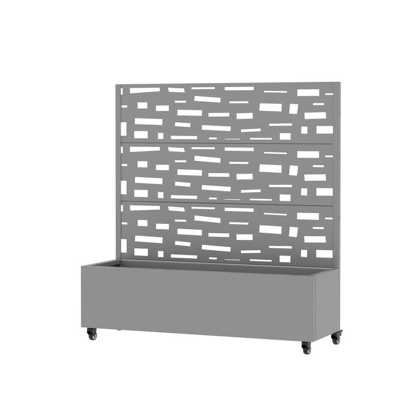 Raised Garden Bed Planter with Trellis Movable Planter Box with Lockable Wheels - 47*47 - Grey