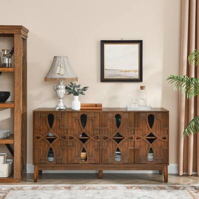 60.5"Mid Century Sideboard Buffet Cabinet with Storage,TV Media Console Table, Storage Cabinet with 4 Doors & Adjustable Shelves