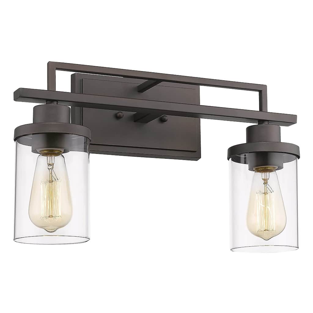 Farmhouse 2-Light Bathroom Vanity Light, Clear Glass