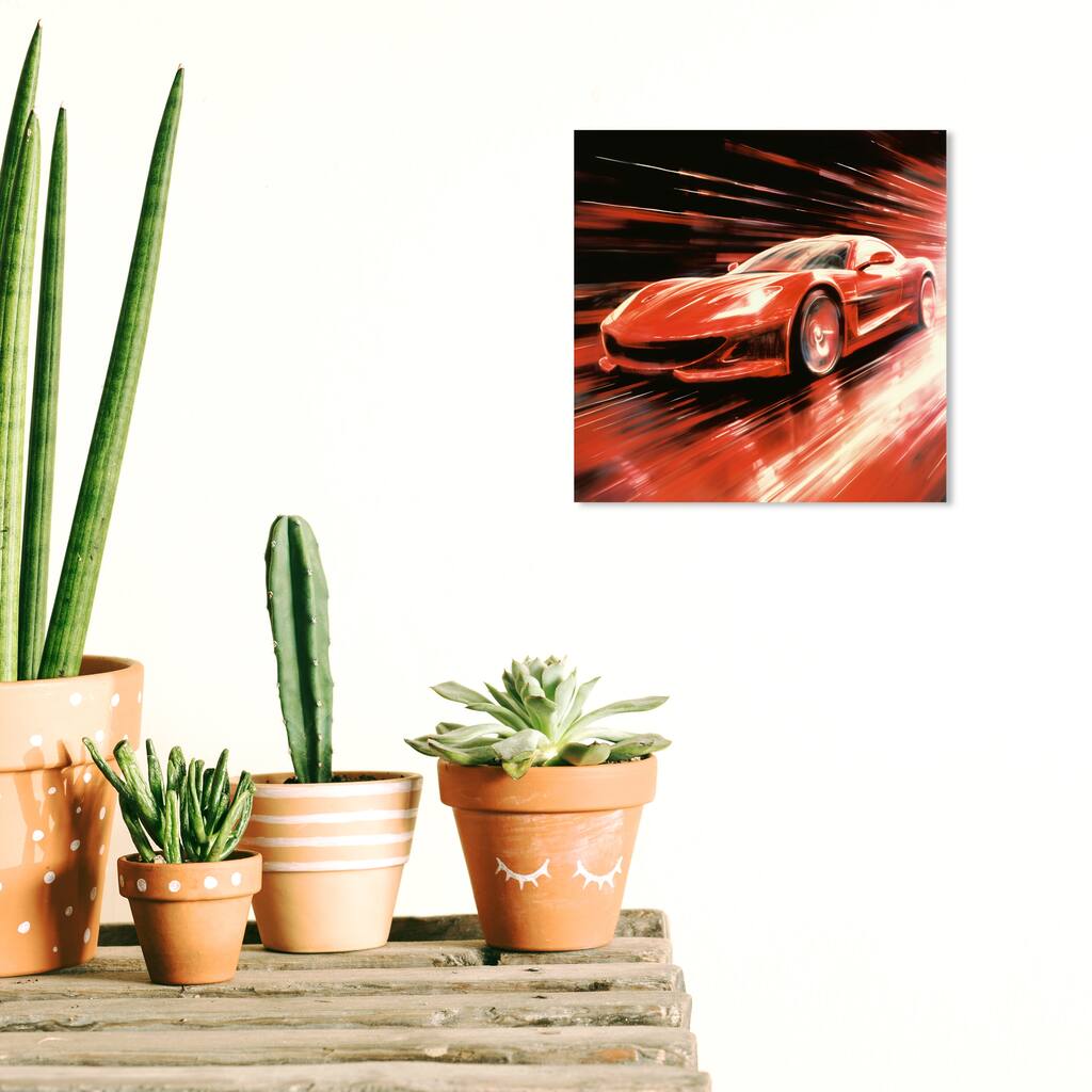 Wynwood Studio Canvas Transportation It s pretty fast Red and Light Red Modern & Contemporary Wall Art Canvas Print
