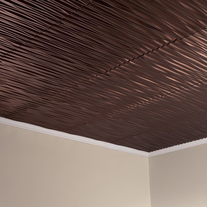 FASÄDE Dunes Horizontal Decorative Vinyl 2ft x 2ft Glue Up Ceiling Panel in Oil Rubbed Bronze (5 Pack)