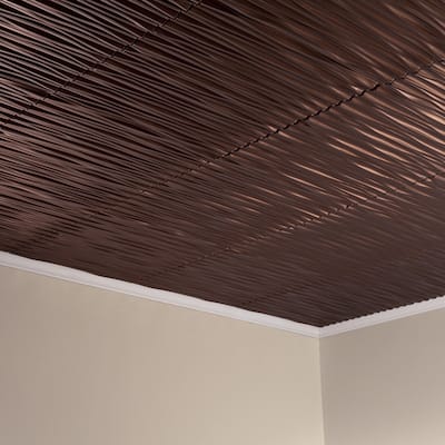 FASÄDE Dunes Horizontal Decorative Vinyl 2ft x 2ft Glue Up Ceiling Panel in Oil Rubbed Bronze (5 Pack)