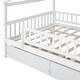 preview thumbnail 11 of 42, Full Size House Bed with Storage Drawers, Wooden Bed Frame with Fence & Wood Slat Support for Boys, Girls, No Box Spring Needed