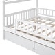 preview thumbnail 11 of 12, White Full Size Wooden House Bed with Two Drawers and Roof for Kids, Boys and Girls, Bedroom