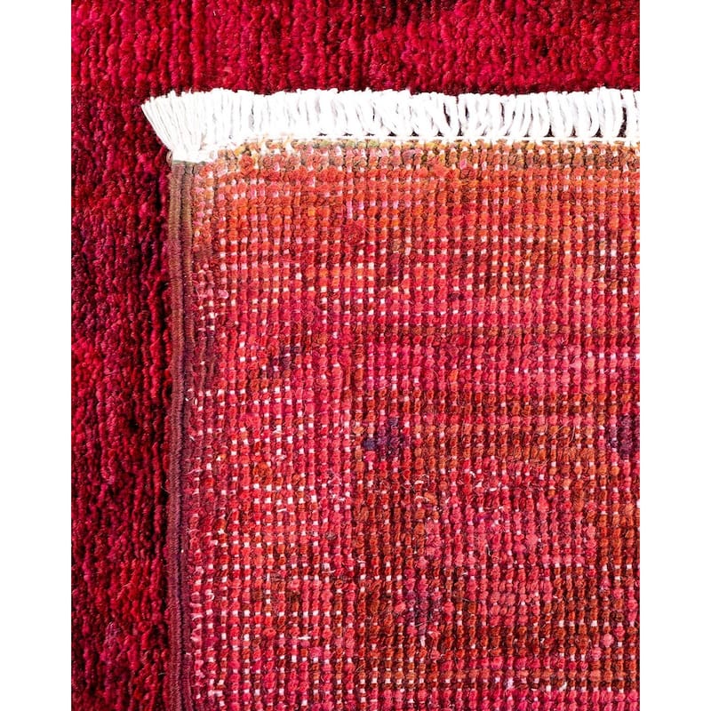 Overton Hand Knotted Wool Vintage Inspired Modern Contemporary Overdyed Red Runner Rug - 3' 4" x 15' 8"