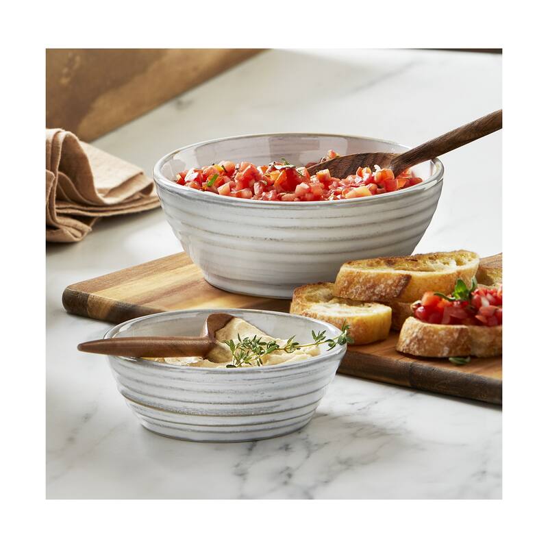 Farmhouse White Ceramic Snack Bowl - 16oz Capacity, Dishwasher Safe, 2.56" H x 5.29" Dia, Perfect for Everyday Use