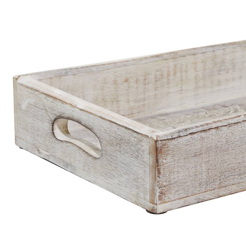 Wood Tray - Set of 3 White - Roche River Decor - 14"W x 20"L x 3"H