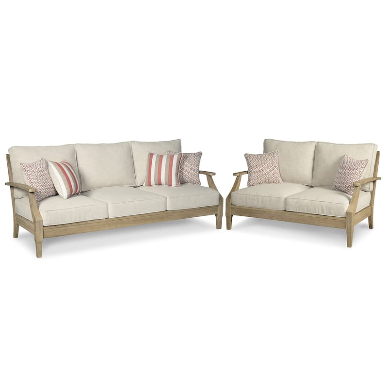 Signature Design by Ashley Clare View Beige 2-Piece Outdoor Package - 81"W x 35"D x 32"H