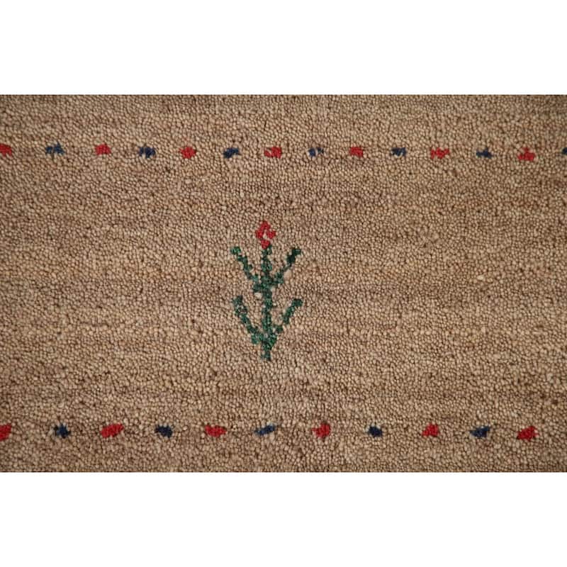 Light Brown Gabbeh Area Rug Wool Carpet - 8'1"x 9'9"