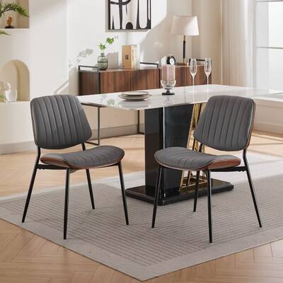 Dining Chairs Set of 2, Mid Century Modern Retro Faux Leather Chair