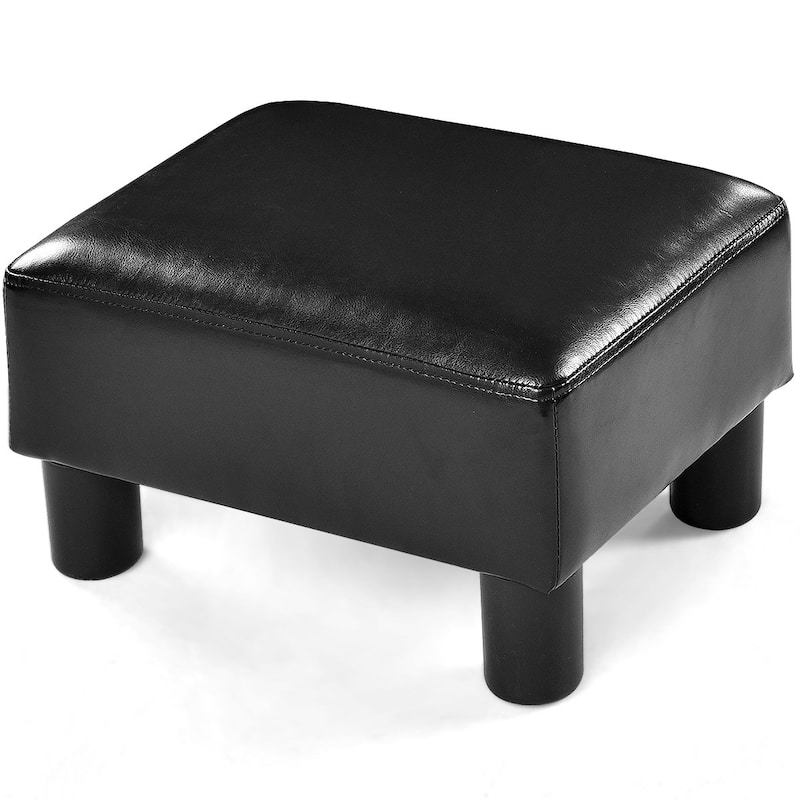 Gymax PU Leather Ottoman Rectangular Footrest Small Stool - See Details