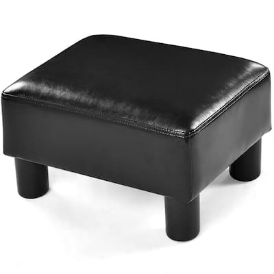 Gymax PU Leather Ottoman Rectangular Footrest Small Stool - See Details