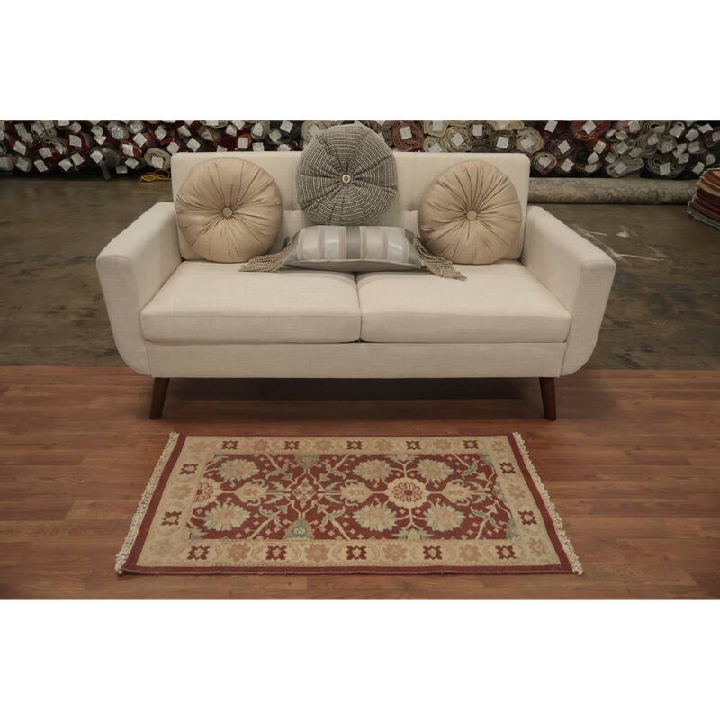 Hand Knotted Oriental 100% Wool Carpet Traditional All-Over Brown Ziegler Area Rug - 3' 10'' X 2' 0''