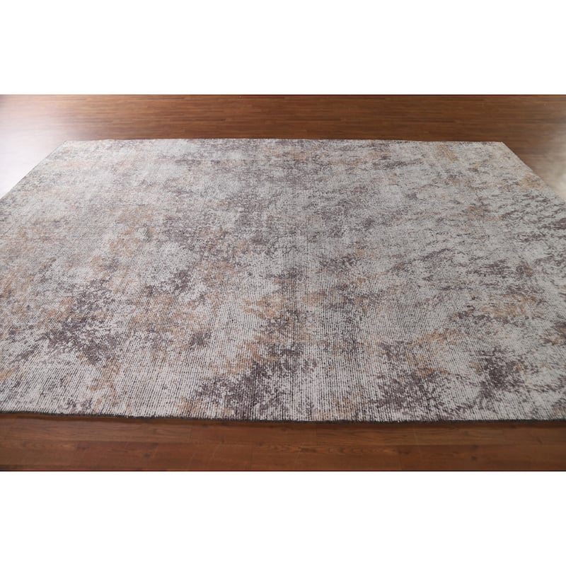 Beige Modern Area Rug Handmade Wool Carpet - 8'0"x 11'4"
