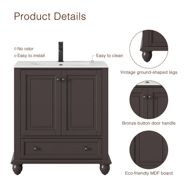 Bathroom Vanity with Sink Combo Set, Free Standing Bathroom Storage Cabinet