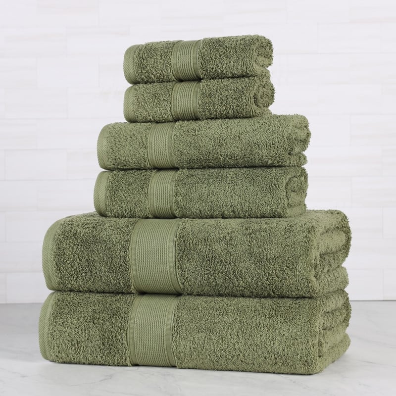 Superior Oregon Organic Cotton Solid 6-Piece Towel Set - Forest Green