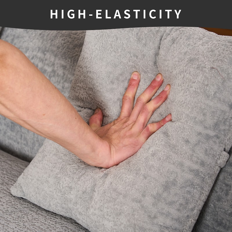 98.4" Chenille L-Shaped 3-Seater Sofa with Chaise Lounge and 4 Pillows