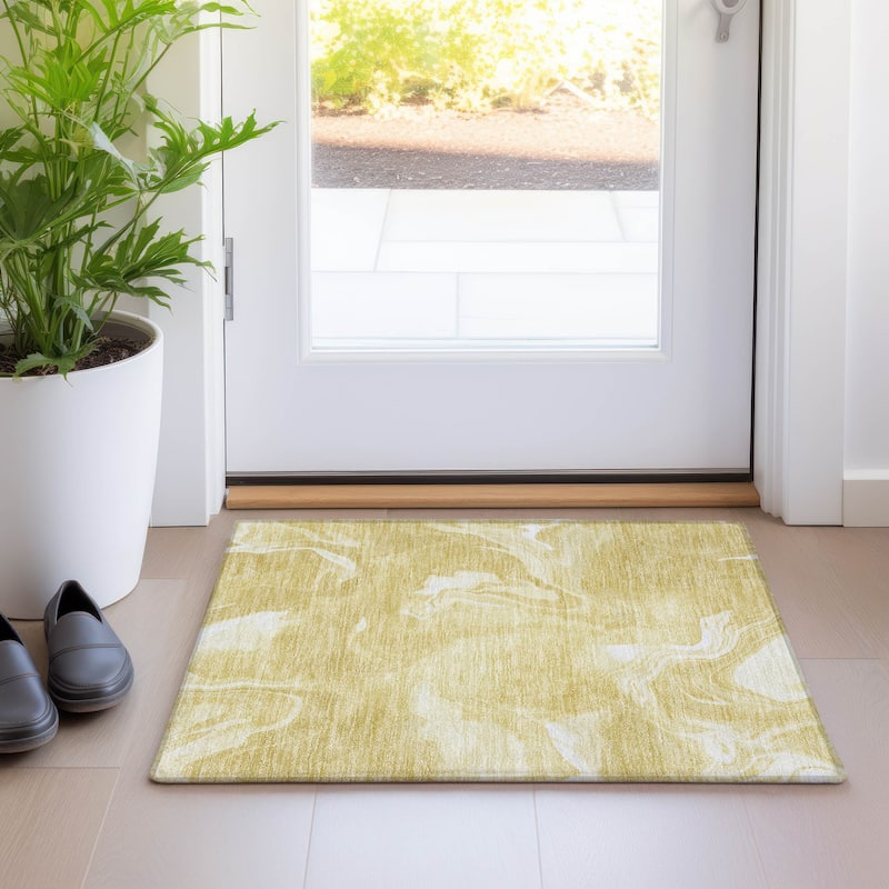 Machine Washable Indoor/ Outdoor Chantille Abstract Motion Rug