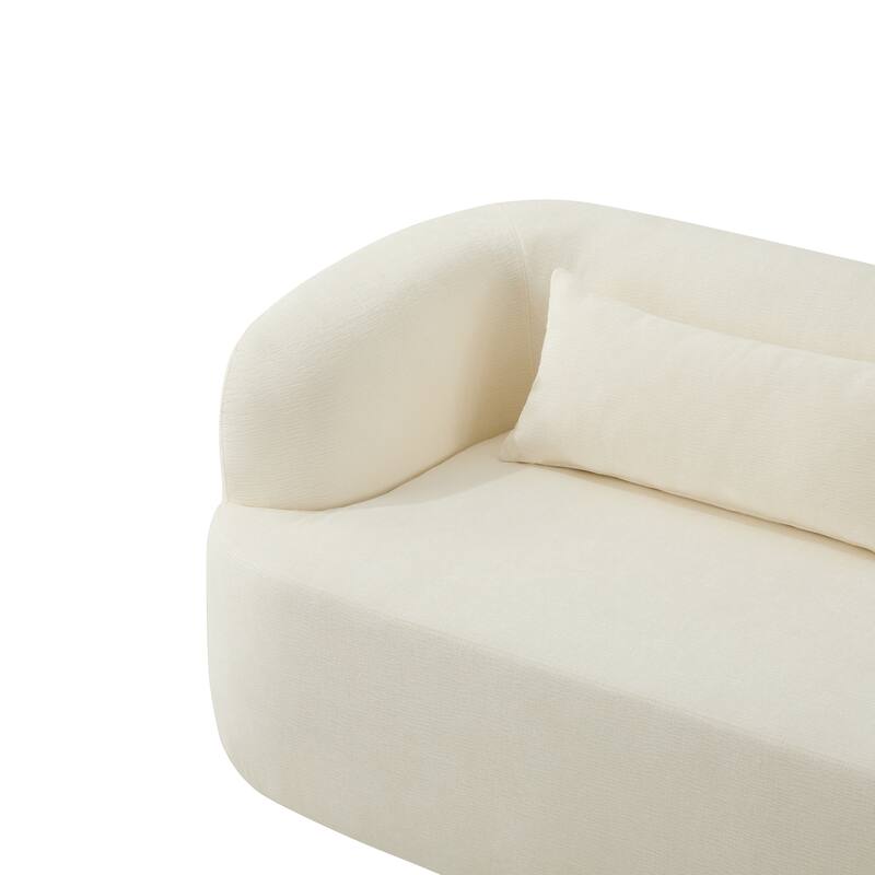 Boneless Couch Beige Upholstered Sofa with Pillows, 3-Seater Sofa Couch Settee Couch for Living Room