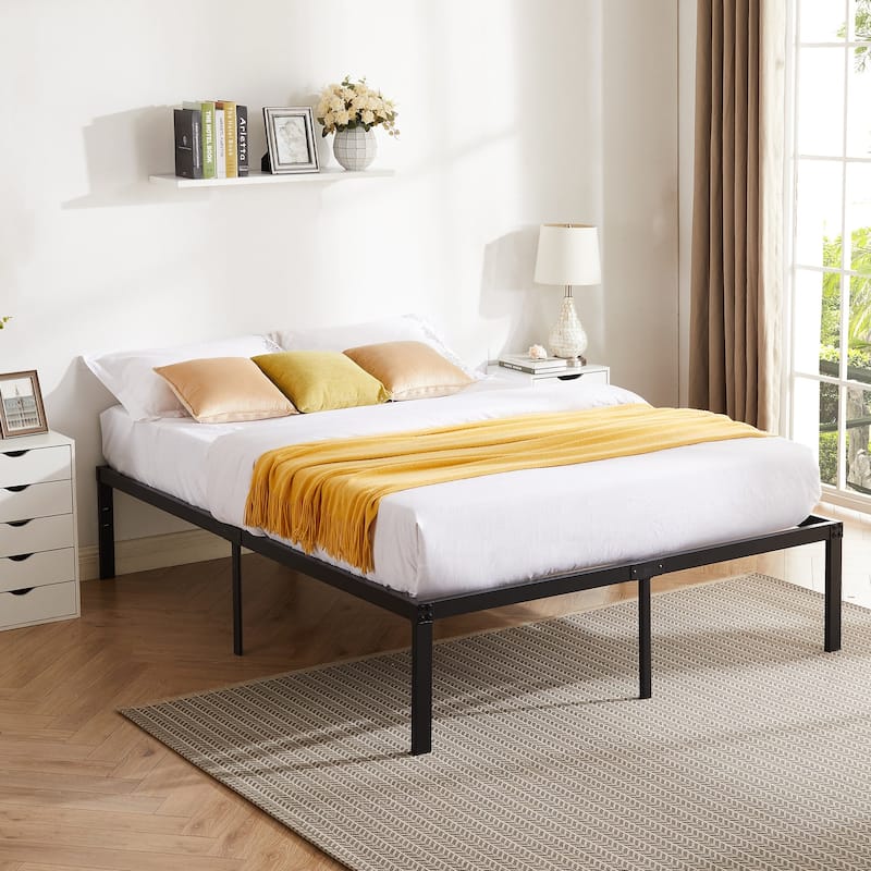 Javlergo 14/16/18 Inch Metal Platform Bed Frame, Heavy Duty Slat Support /No Box Spring Needed