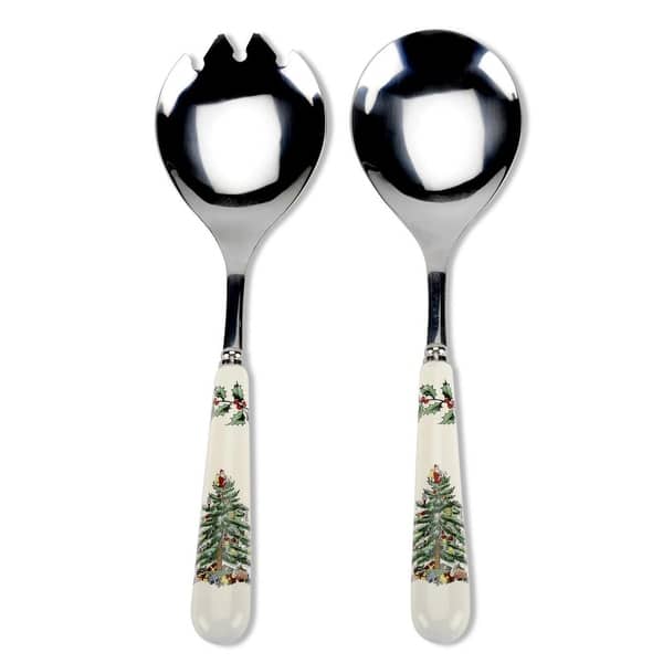 slide 2 of 14, Spode Set of 2 Christmas Tree Salad Servers - 9.25" L 9.25" L