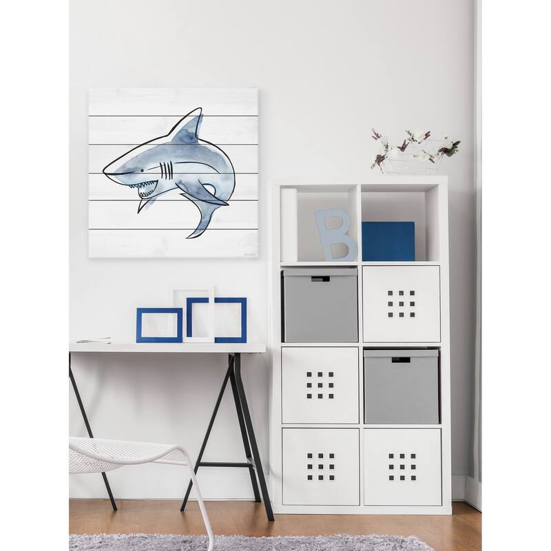 'Jaw' Painting Print on White Wood - Multi-Color