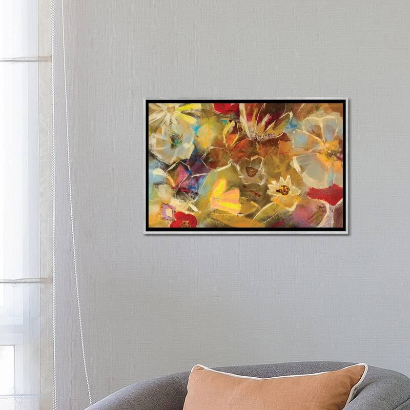 iCanvas "Chalkboard Flowers I" by Julian Spencer Framed