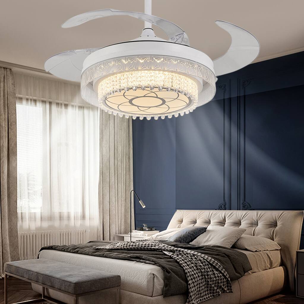 LED Fan Light Acrylic Stealth Restaurant Ceiling Fan Light Silent