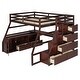 preview thumbnail 63 of 83, Wooden Loft Bed with 7 Storage Drawers and Bulit-in Desk, Twin/Full Size Loft Bedframe with Storage Shelves and Cabinet
