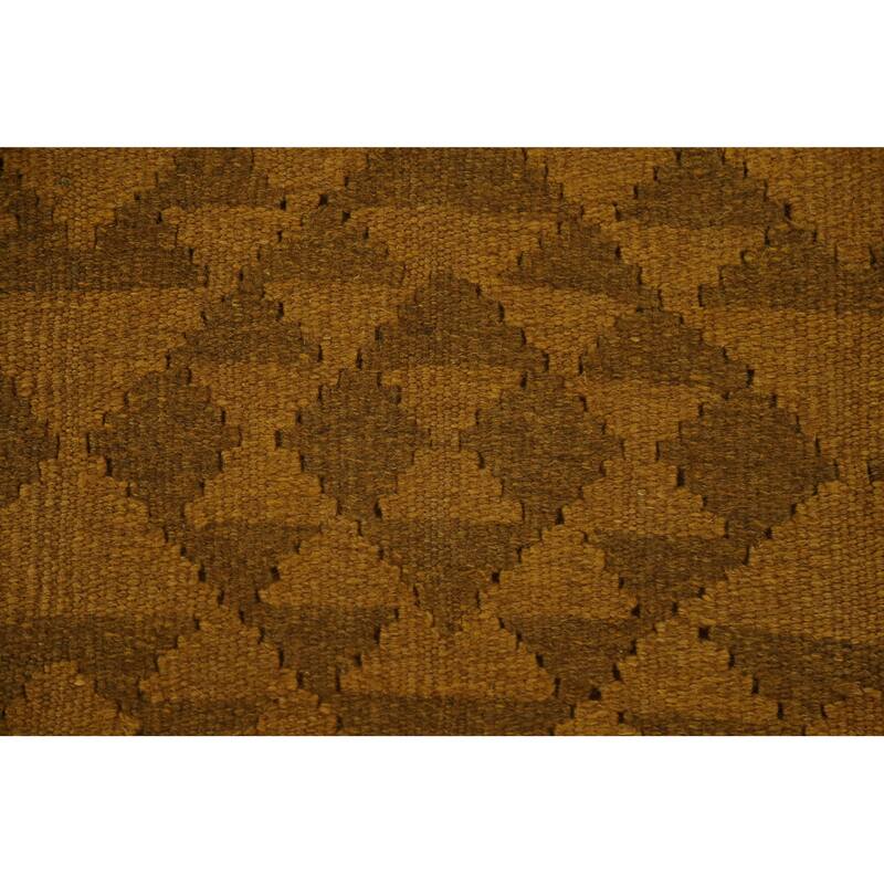 Hand Woven Oriental 100% Wool Carpet Southwestern Geometric Yellow & Gold Kilim Area Rug - 9' 8'' X 6' 6''