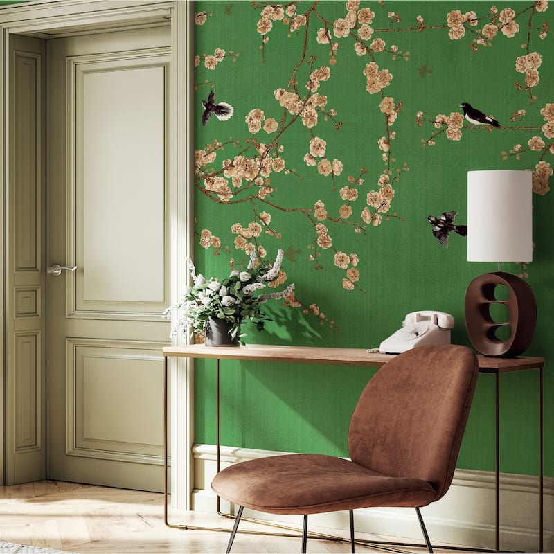Blooming Cherry Blossoms Chinoiserie Wallpaper Mural