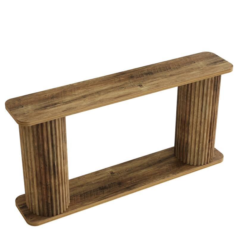 63" 2-Tier Console Table with Shelves, Behind Couch Sofa Entryway Foyer Accent Table for Hallway Entrance Living Room