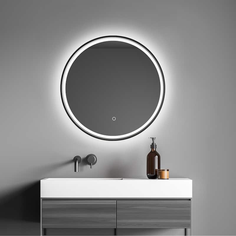 Altair Palme Round Framed Bathroom LED Lighted Wall Mirror