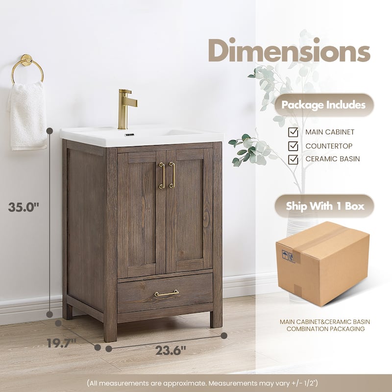 Gela Single Bath Vanity with Ceramic Basin Top without Mirror