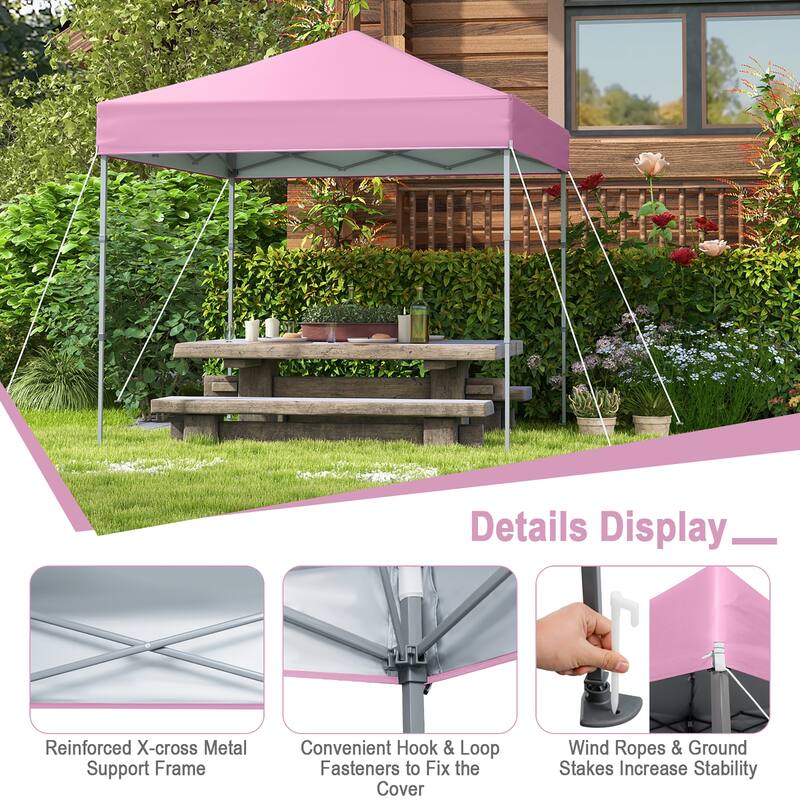 Gymax 6.6x6.6 FT Folding Pop-up Canopy w/ 6.2-8 Height Adjustment